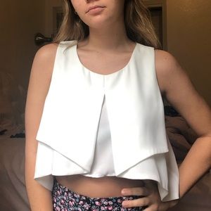 Silk White Elegant Crop Top